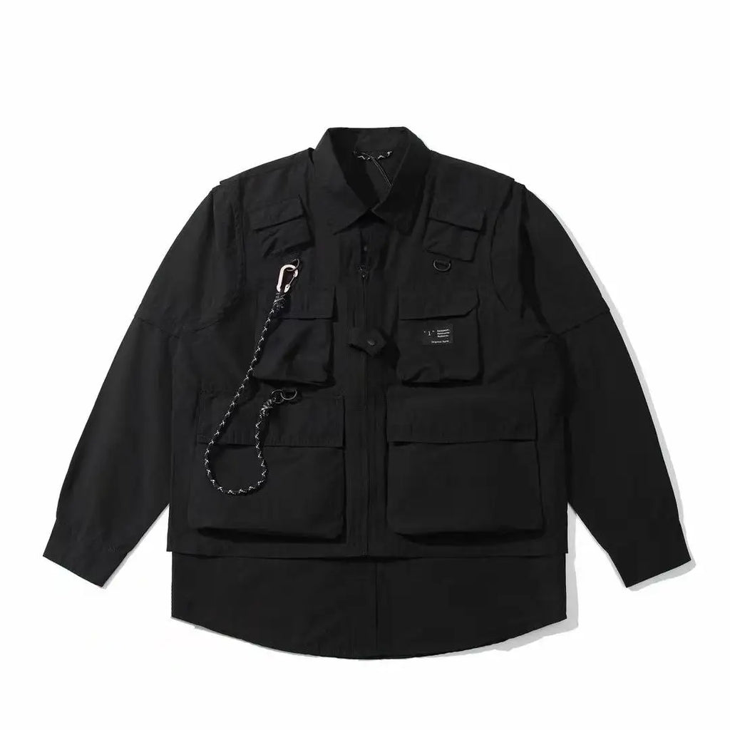 Japanese Retro Detachable Multifunctional Outdoor Three in One Windproof and Waterproof  Long Sleeved Shirt Men's Jacket