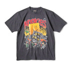 24SS KAPITAL Hirata and Hiroshi Japan Style T-Shirts Wax Dyed Washed Distressed Cracked Fun Printed Round Neck Loose Fitting T