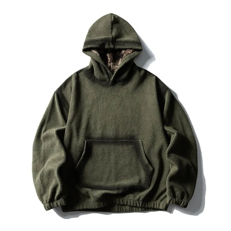Japanese Retro Heavyweight Fleece Hooded Sweatshirt for Men and Women Basic Autumn and Winter Vintage Washed Pullover Jacket