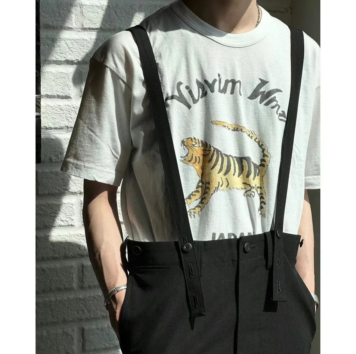 24SS TORA Japanese Casual Tops Long Staple Cotton Tiger Letter Printed Short Sleeved T-shirt for Men