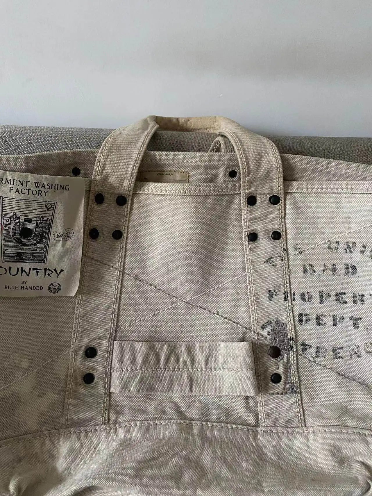 25ss KAPITAL Hirata Retro Heavy Duty Water Washed Used Men's and Women's Single Shoulder Cross Carrying Postman Tote Bag