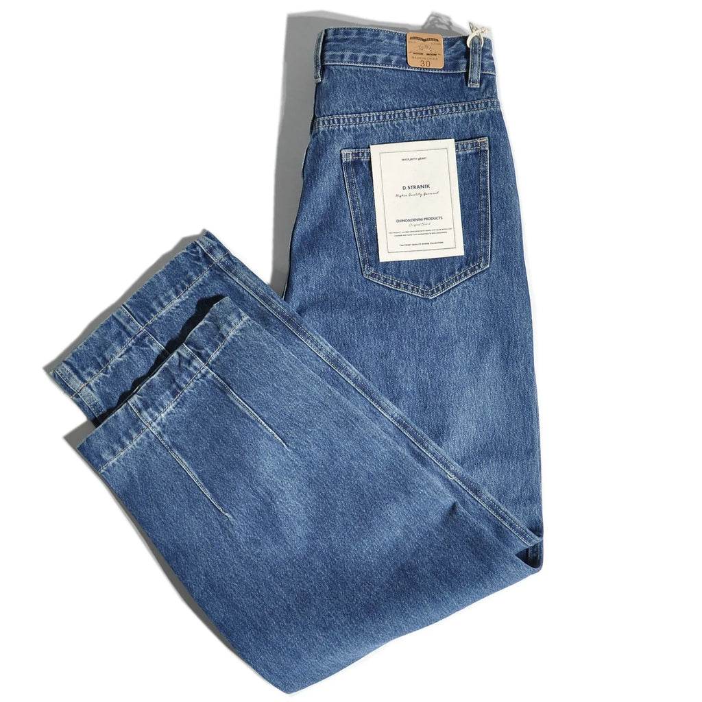 American Retro Amikaji Loose Straight Leg Japanese Double Pleated Tapered Wide Leg Jeans Casual Pants