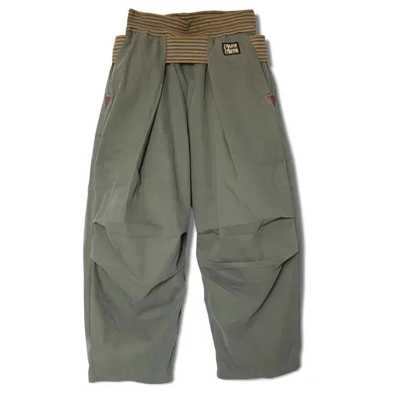 New 23AW KAPITAL Hirata and Hongri Casual Pentagonal Cotton Pleated Elastic Paratrooper Pants for Men