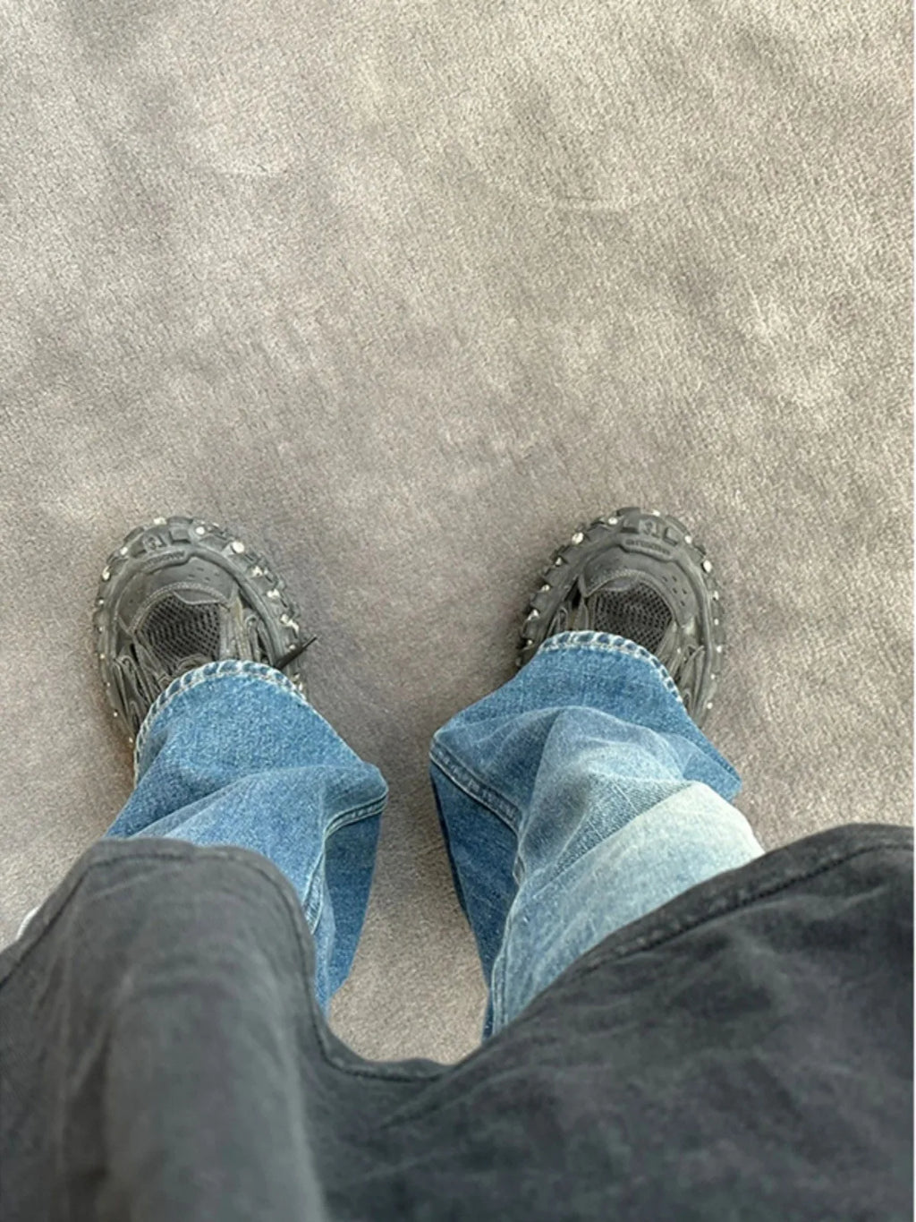 Heavy Industry Retro Nail Bead Jeans American Street Straight Leg Wide Leg Pants for Women and Men