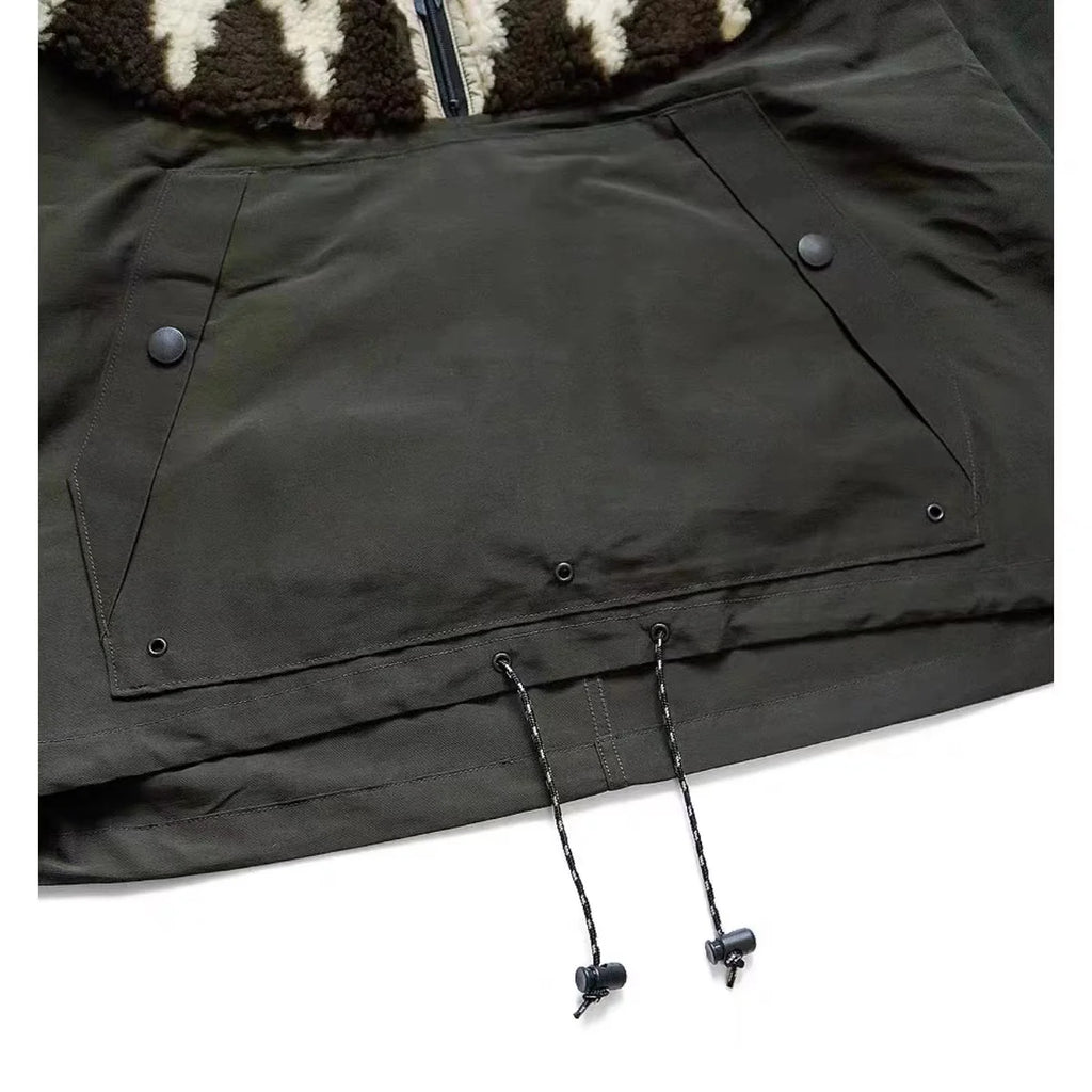 New 23AW KAPITAL Hirata and Hongri Trendy Lamb Fleece Printed Splicing Half High Collar Pullover Sweatshirts