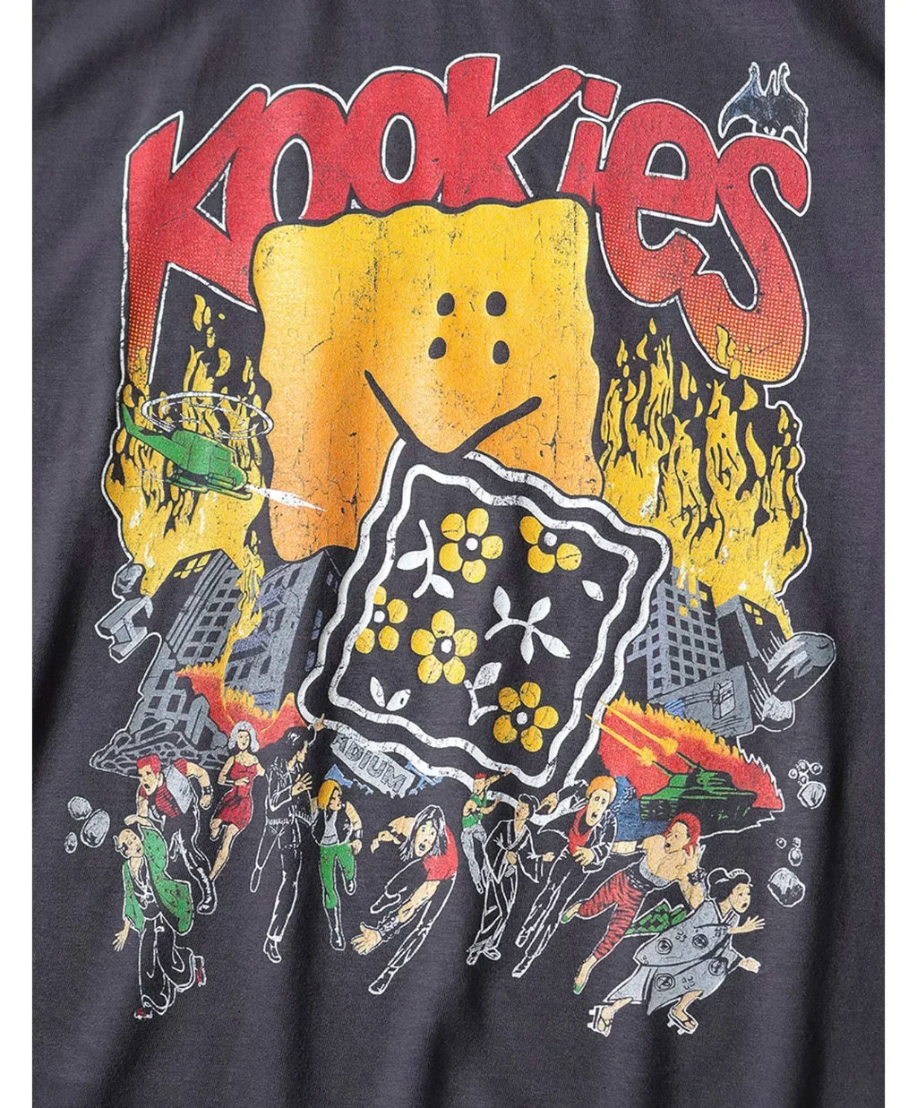 24SS KAPITAL Hirata and Hiroshi Japan Style T-Shirts Wax Dyed Washed Distressed Cracked Fun Printed Round Neck Loose Fitting T