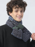 2Autumn and Winter Original Japanese Retro Down Cotton Scarf Ethnic Style Cotton and Linen Men's Scarf Trend