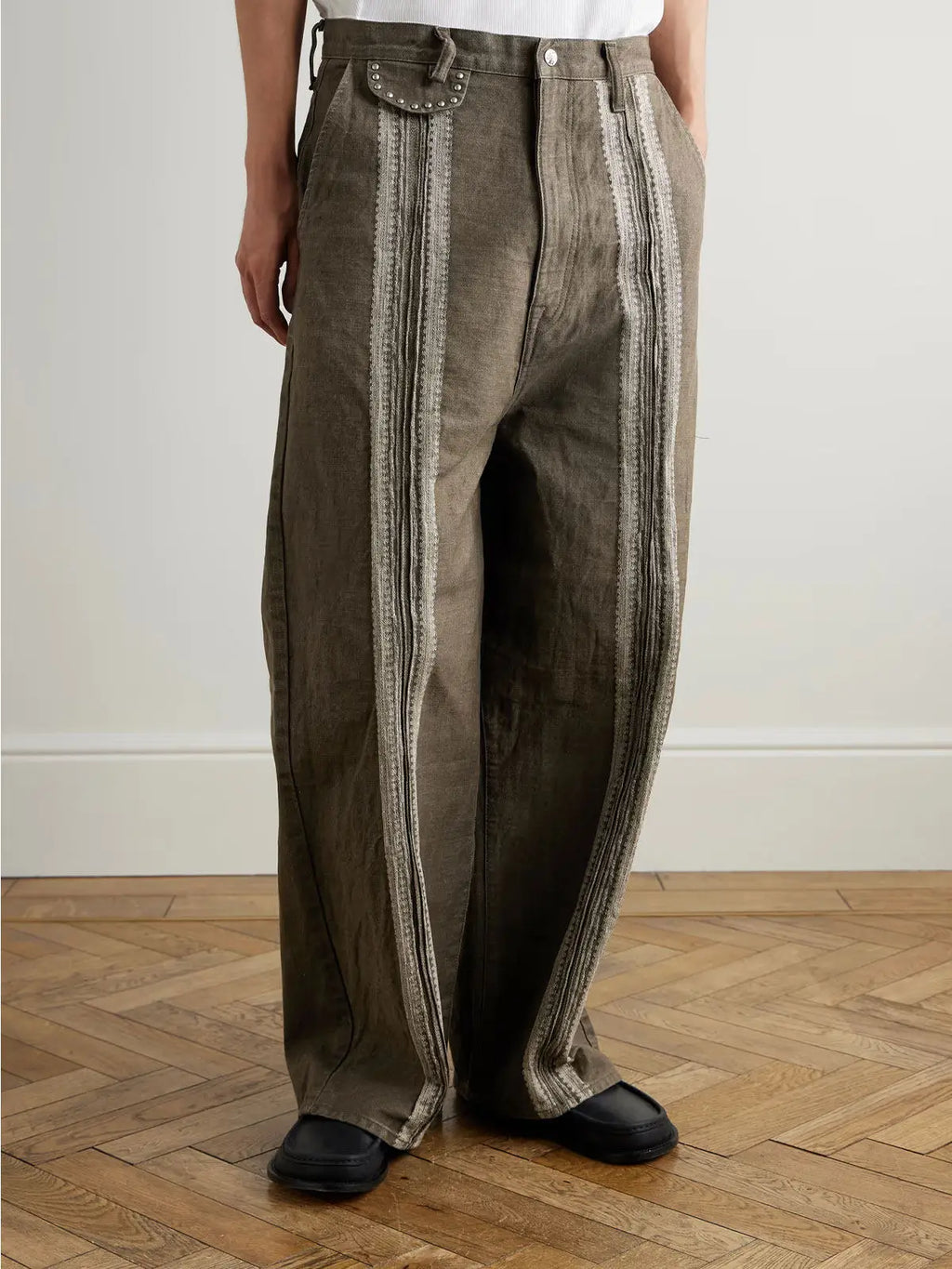Kapital Hirata Kazuhiro Japan Style 25ss Vertical Stripe Patchwork Retro Casual Loose Pants for Men