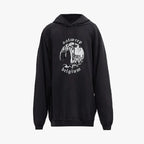 Archive Autumn Loose High Street Hoodie Men Black Casual Letter Printed Hooded Pullover with Figure Pattern