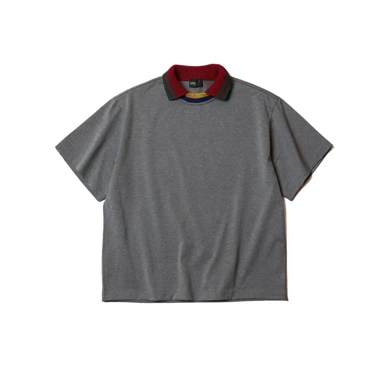 22SS KOLOR Abe Runyi Three Color Japanese Stitching Thread Neckline Cotton Loose Round Neck Short Sleeved T-shirt for Men