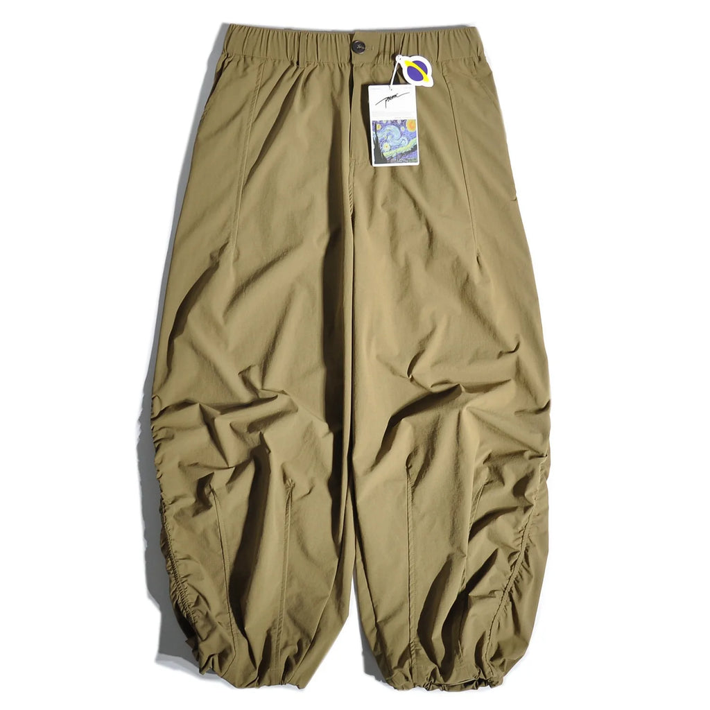 Japanese Outdoor Quick Drying Wide Leg Pants with Loose Straight Leg and Hanging Silhouette Leg Binding Pants
