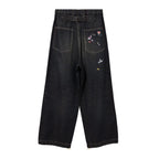 New MMY Sanyuan MIHARA Japanese Style Washed Water Distressed Fun Printed Denim Wide Leg Pants for Men