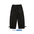 Japanese Style Men's Personalized Color Block Splicing Elastic Waist Loose Women's Bamboo Cotton Casual Pants Trendy