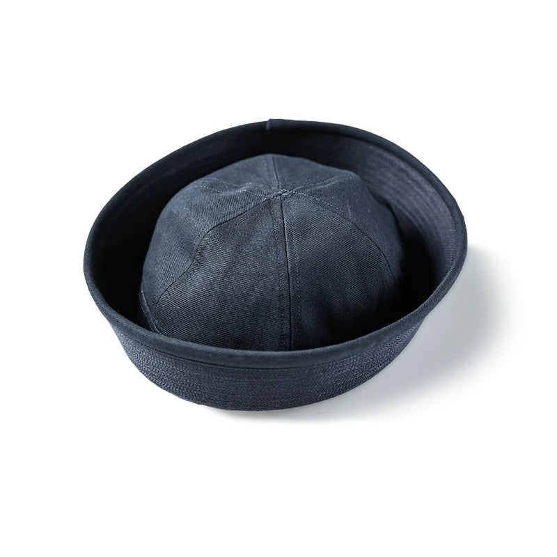 New Pot Hat NAVY Navy Sailor White Stiff Pure Cotton Fisherman Hat for Men and Women