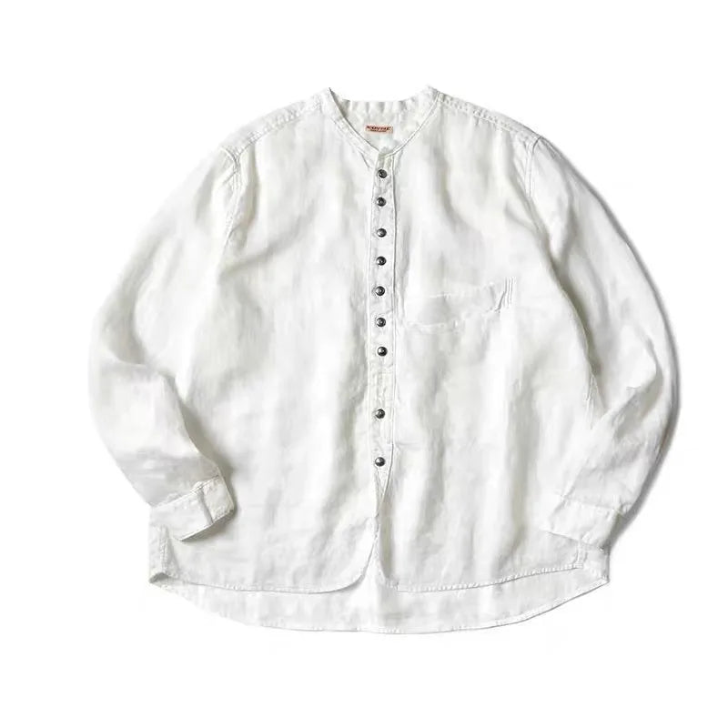 KAPITAL Hirata Kazuhiro Style 24AW Silver Button Cotton Linen Long Sleeved Casual Shirt  for Men Jacket