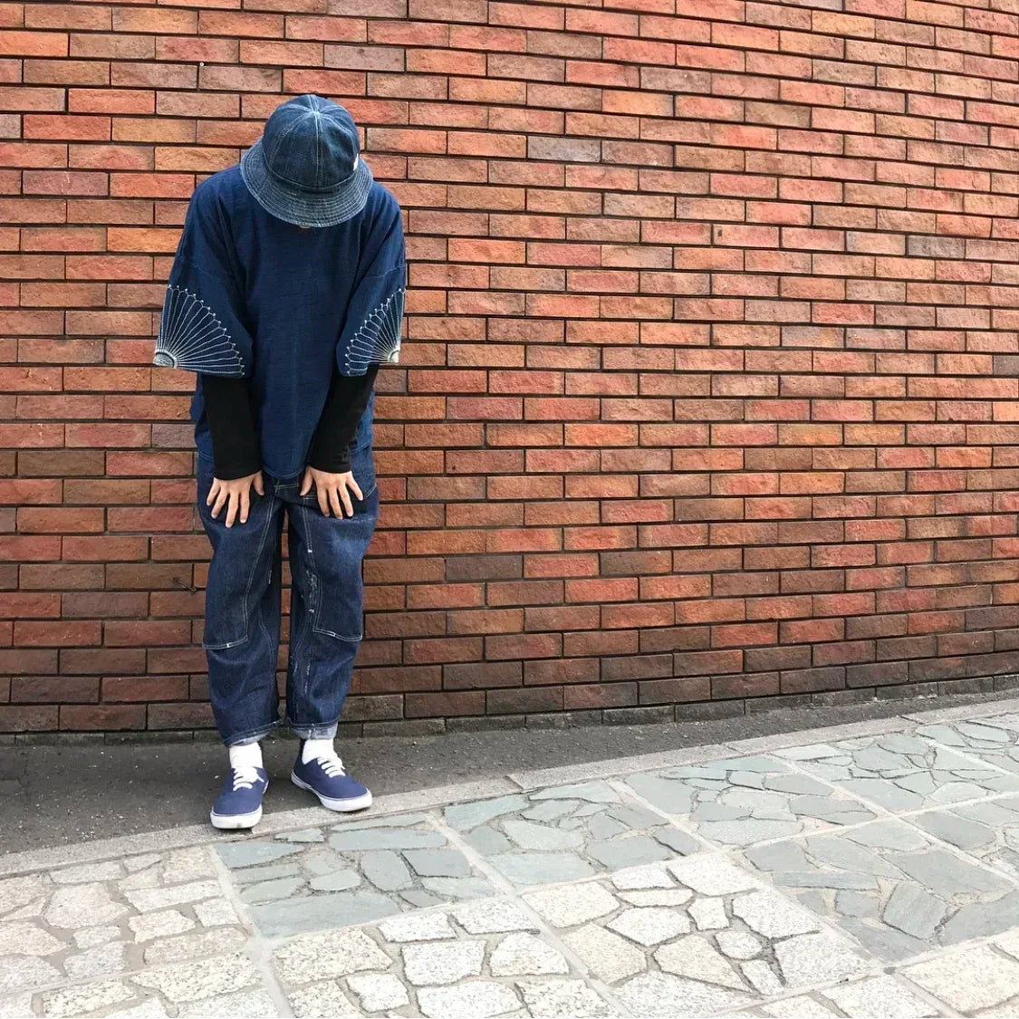 20SS KAPITAL Hirata Hiroshi Cotton Tops Embroidery Pattern Men's and Women's Same Style T-shirt Short Sleeve