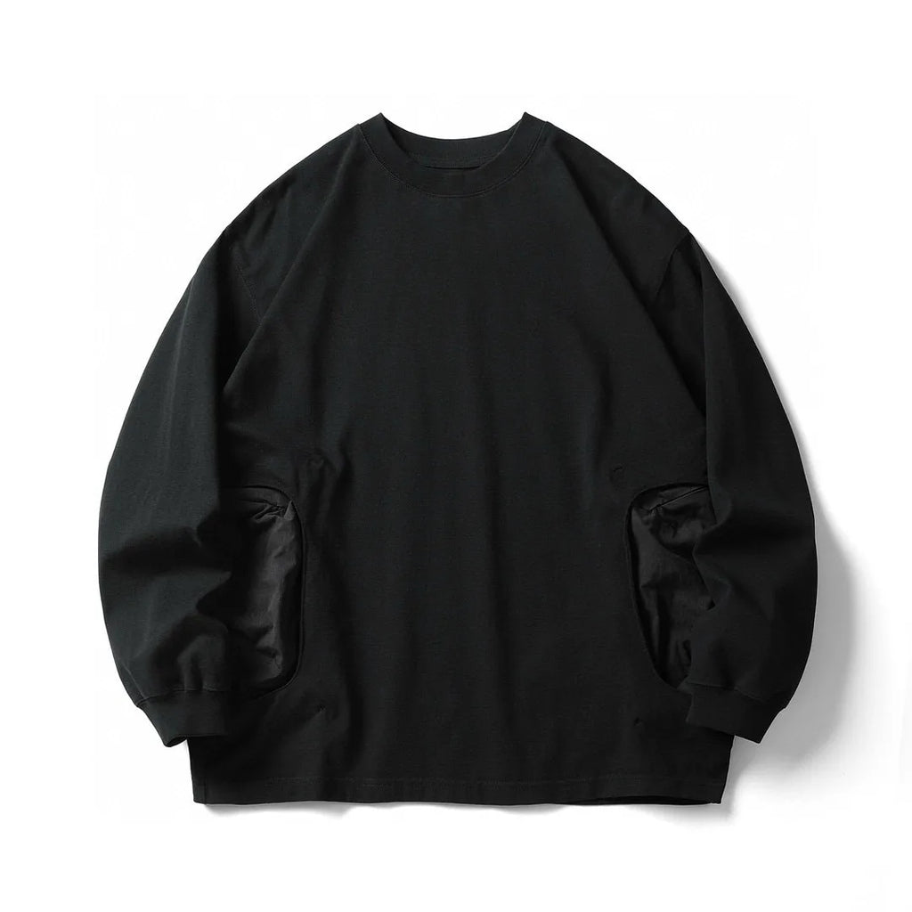 CMF Outdoor Splicing Nylon Pocket Long Sleeve T-shirt Loose Cotton Base Shirt for Men and Women Sweatshirts