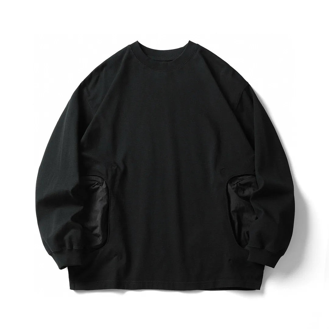 CMF Outdoor Splicing Nylon Pocket Long Sleeve T-shirt Loose Cotton Base Shirt for Men and Women Sweatshirts