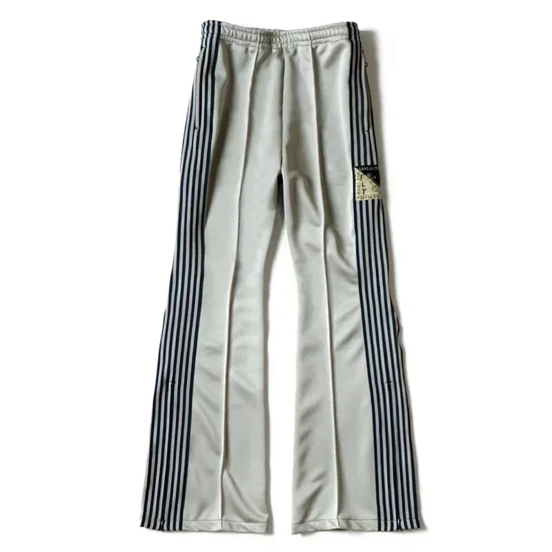 22aw Kapital Hirata Kazuhiro Japan Style Tricolor Polyester Side Zipper Vertical Stripe Elastic Popular Loose Pants for Men