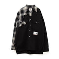 22AW Japanese MMY Casual Men Irregular Splicing Patchwork Plaid Loose Jacket Shirt Loose Distressed Jacket