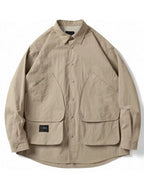Japanese Style Multi Pocket Retro Functional Long Sleeved Shirt Men's Jacket New Arrival