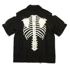 25SS Kapital Hirata Kazuhiro's Japanese Retro Bone Print Unisex Loose Short Sleeved T-shirt for Men