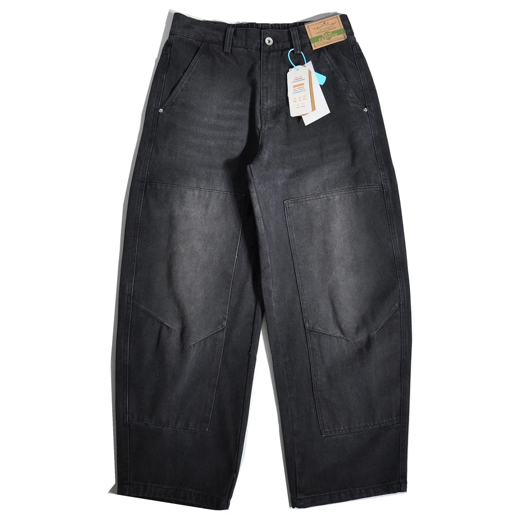 Logging Amekaji Wide Leg Workwear Jeans American Style Loose Straight Leg Casual Pants for Men