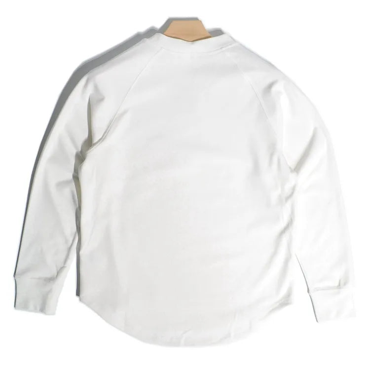 American Retro Double-sided Velvet Loose Curved Hem Warm Base T-Shirts Casual Shoulder Long Sleeved Tees Sweatshirt for Men