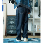 Japanese Retro Washed Distressed Jeans Men's Trendy Brand Loose Wide Leg Long Pants