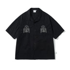 Japanese Thunderbird Embroidered Short Sleeve Casual Loose Shoulder Summer Shaped Shirt Men and Women