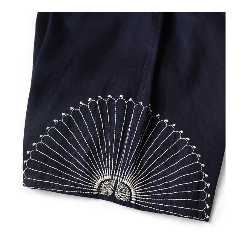 Self Owned Kapital Hirata Kazuhiro Style Japanese Loose Casual Embroidered Shorts for Men and Women's Fashion