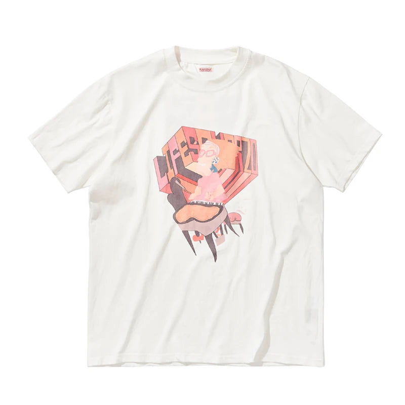 25SS KAPITAL Hirata and Hongri Tees Casual Pure Cotton Fun Printed Loose Round Neck Short Sleeved T-shirt