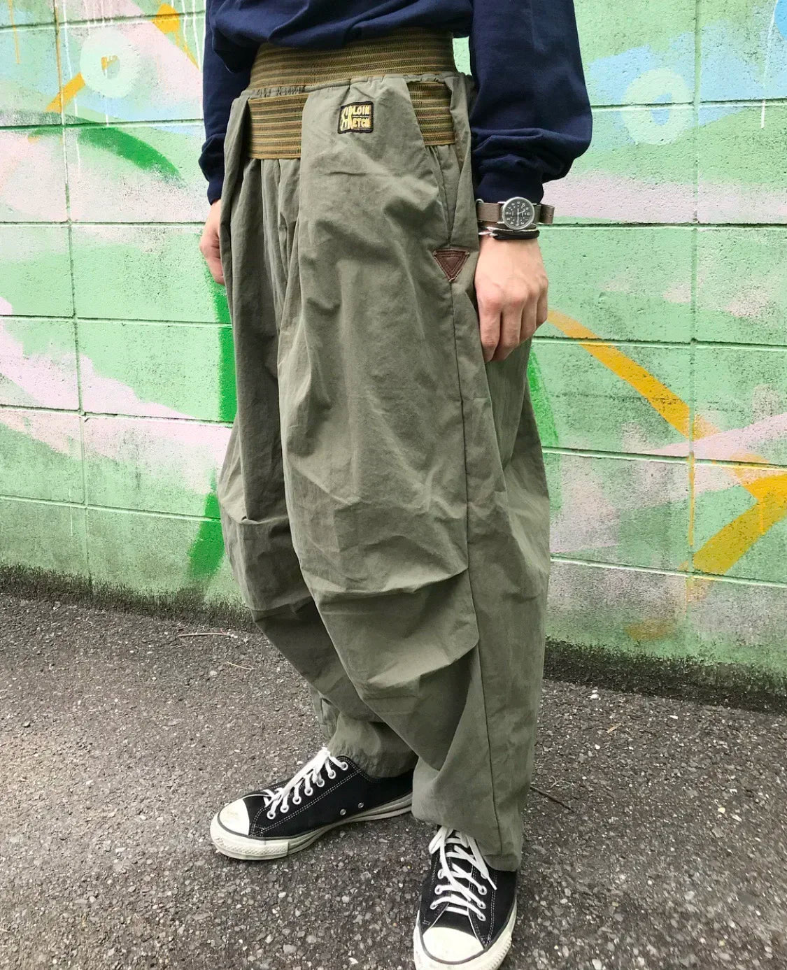 New 23AW KAPITAL Hirata and Hongri Casual Pentagonal Cotton Pleated Elastic Paratrooper Pants for Men