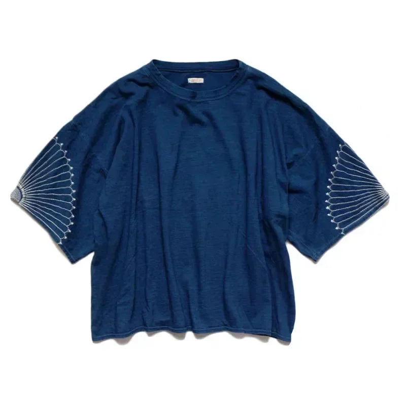 20SS KAPITAL Hirata Hiroshi Cotton Tops Embroidery Pattern Men's and Women's Same Style T-shirt Short Sleeve