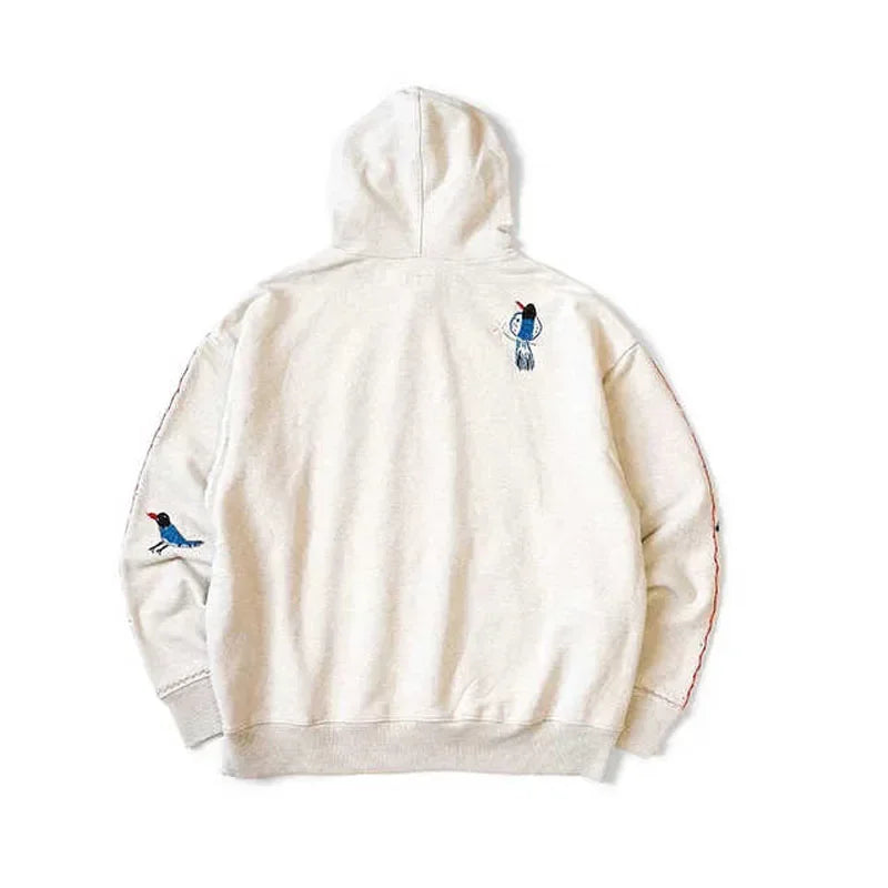 24AW KAPITAL Hirata Kazuhiro hoodies Japanese Casual Flower Bird Embroidery Cotton Loose Hooded Sweatshirt for Men