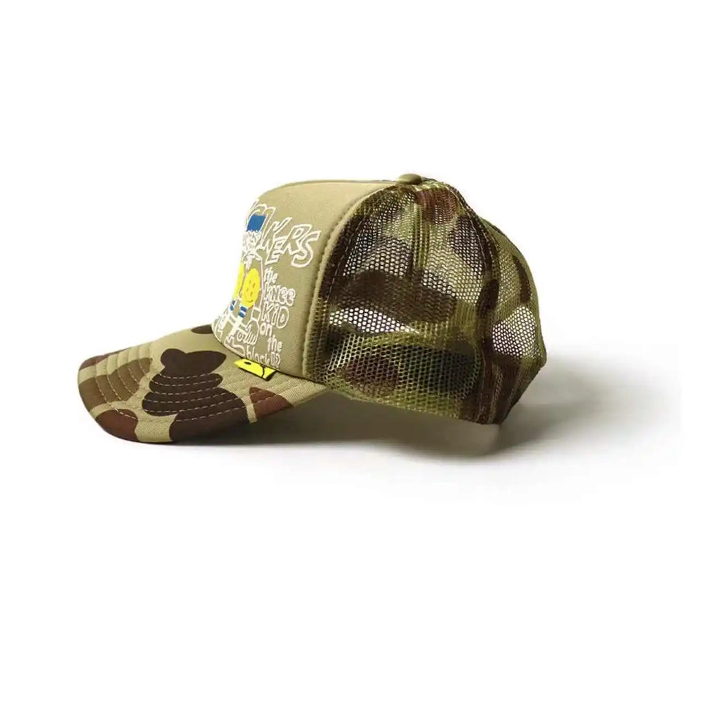New Japan 22AW KAPITAL Hirata Kazuhiro Camo Foam Printed Mesh Breathable Splicing Baseball Hat for Men and Women Caps