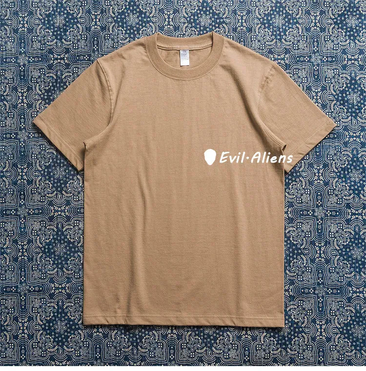 Amikaji Round Neck Men's T-shirt Seamless Pure Cotton Short Sleeved Base Tees