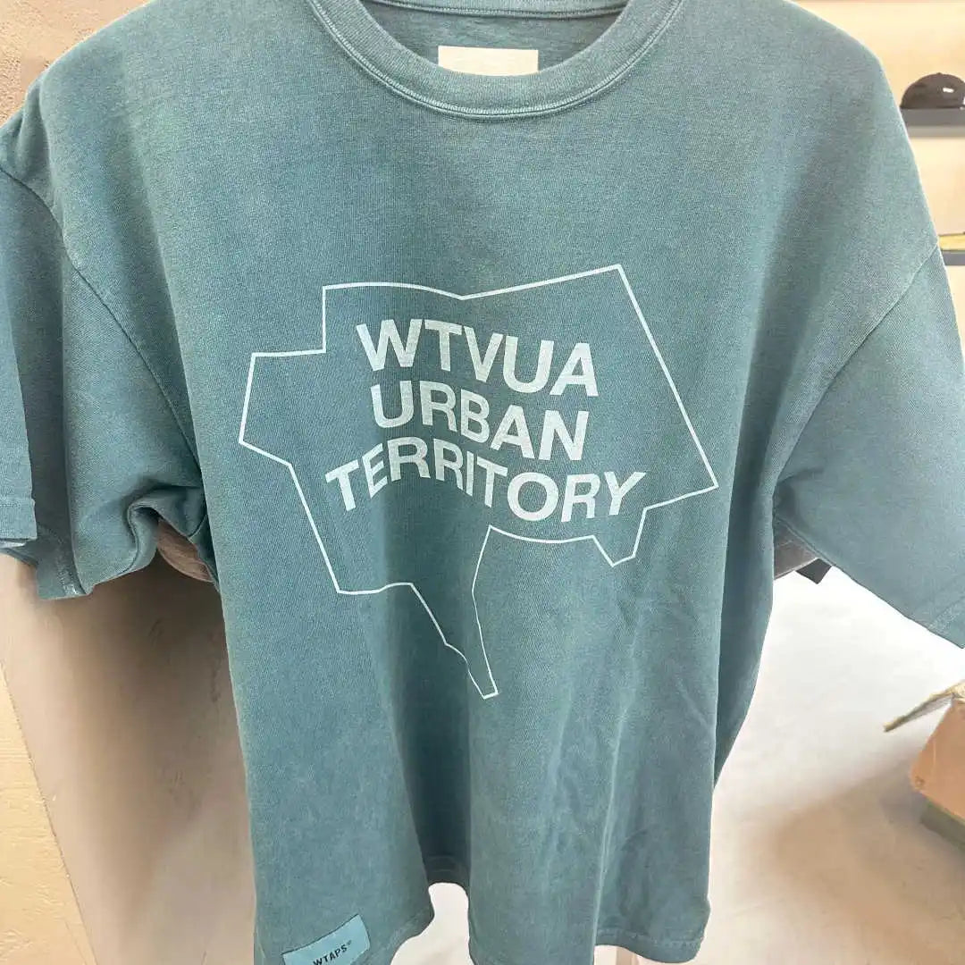 25SS Japanese Fashion COTTON Washed Vintage Wax Printing Casual Sports Short-sleeved T-shirt