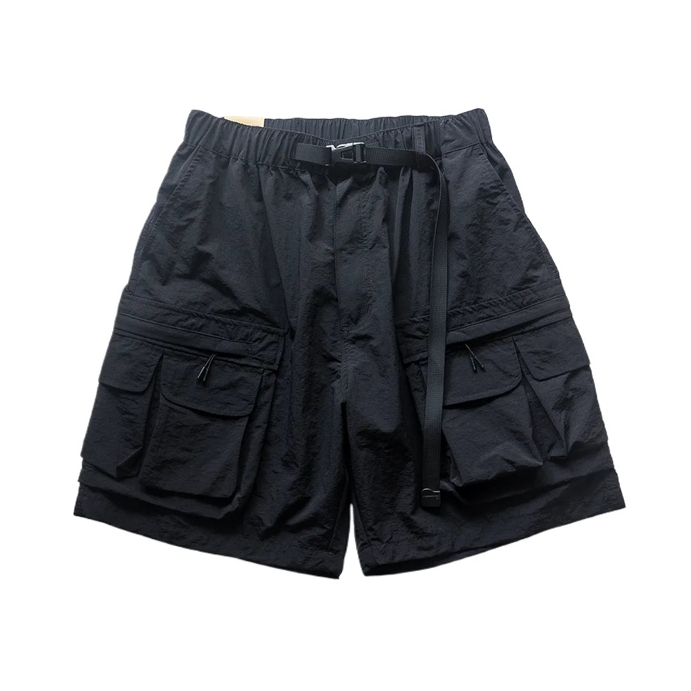 Japanese Outdoor Multi Pocket Workwear Shorts Summer Loose Lightweight Quick Drying Nylon Functional Casual Pants