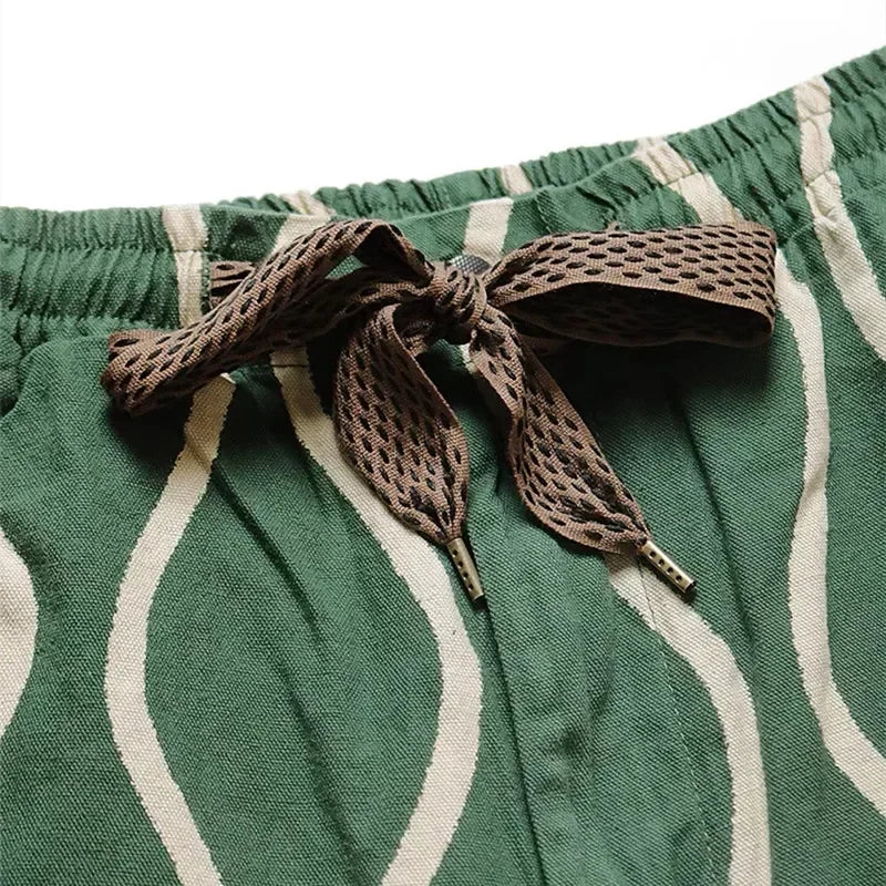 KAPITAL Hirata Hohiro Cotton Hemp Water Corrugated Printing Japanese Trend Tether Men's Casual Shorts