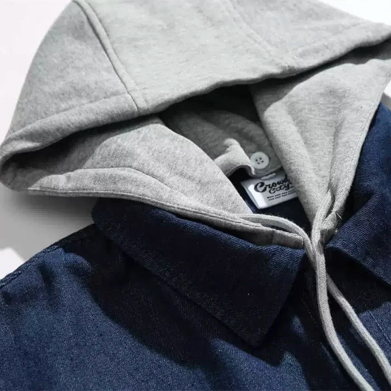 2025SS Japanese Vintage Fashion Brand Detachable Hooded Denim Coat  Men's Multi Pocket Shirt Jacket