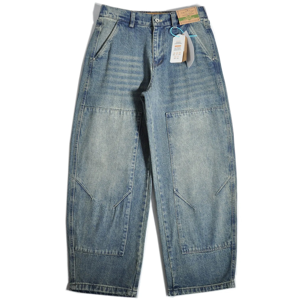 Logging Amekaji Wide Leg Workwear Jeans American Style Loose Straight Leg Casual Pants for Men
