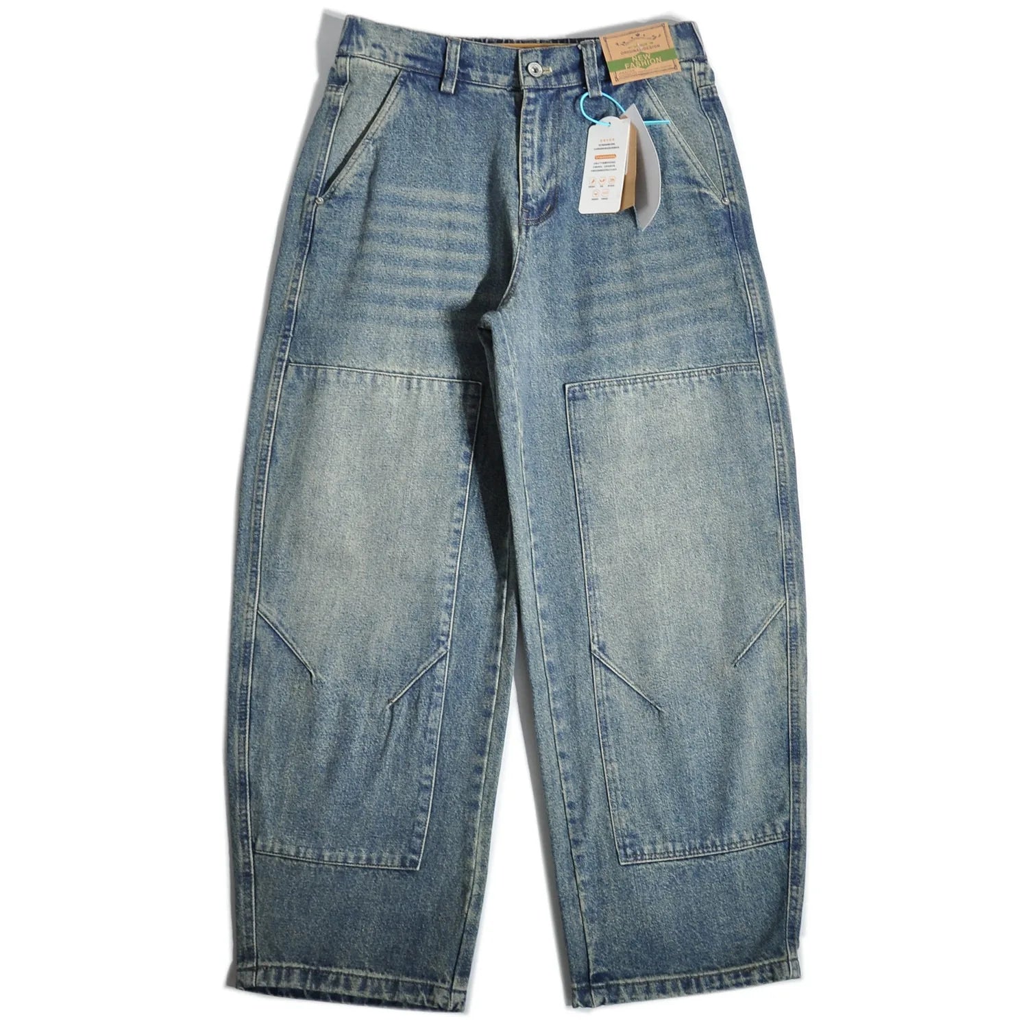 Logging Amekaji Wide Leg Workwear Jeans American Style Loose Straight Leg Casual Pants for Men