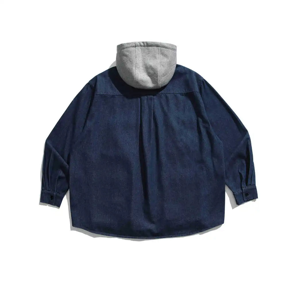 2025SS Japanese Vintage Fashion Brand Detachable Hooded Denim Coat  Men's Multi Pocket Shirt Jacket