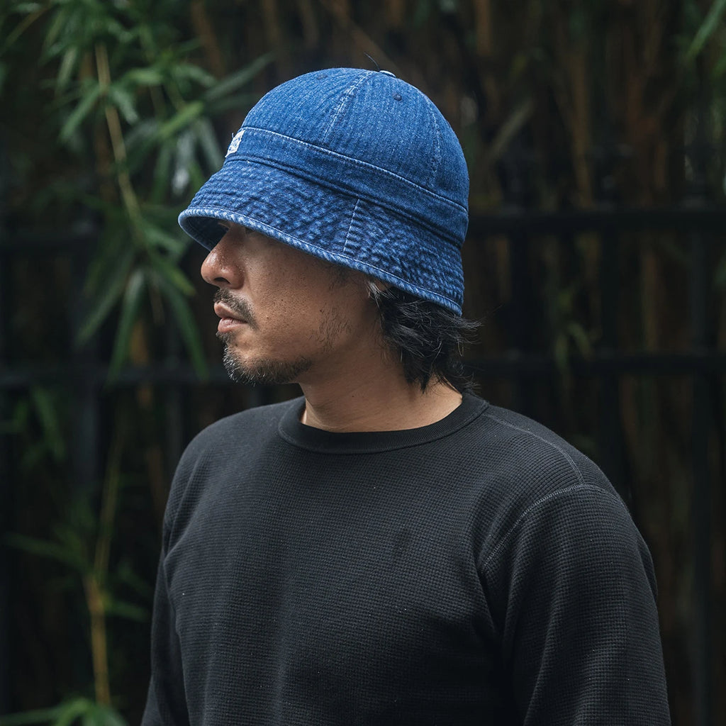 New Denim Fishbone Herringbone Washed Fisherman Hat Blue Dome Fishing Basin Bucket Hat