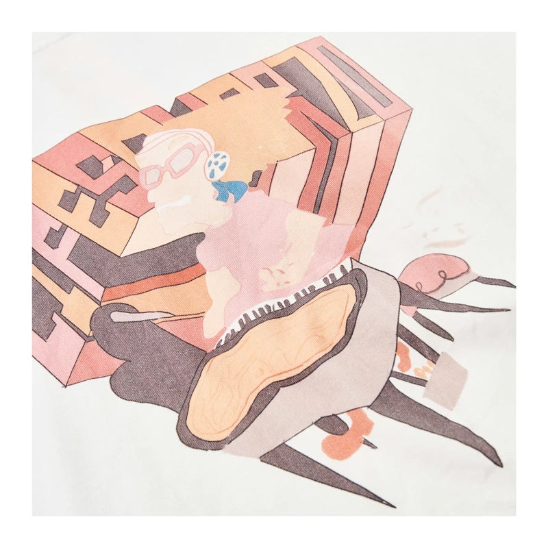 25SS KAPITAL Hirata and Hongri Tees Casual Pure Cotton Fun Printed Loose Round Neck Short Sleeved T-shirt