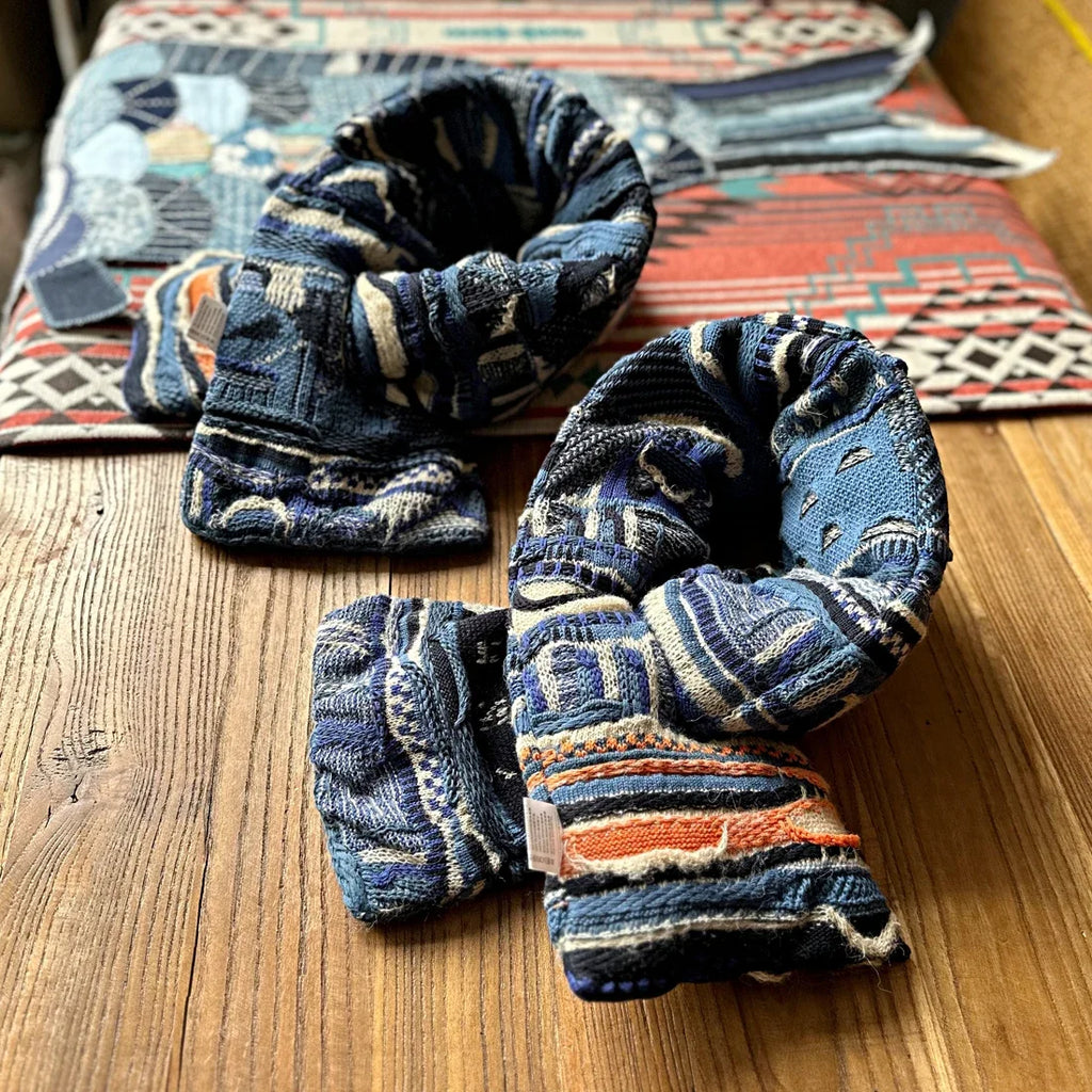 Japanese Retro Men's Women's Styles Vintage Knitted Yarn Texture Inner Lining Warm Scarf and Neck