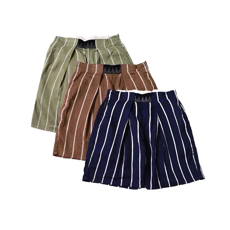 21SS KAPITAL Hirata Hiroshi Japanese Retro Trendy Cotton and Hemp Adjustable Elastic Casual Shorts Two Colors