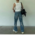 New 25ss Kapital Hirata japan Style Wash Heavy Industry Rivet Cowboy Gemstone Pants Men Fashion Wide Leg Jeans Hot Seller
