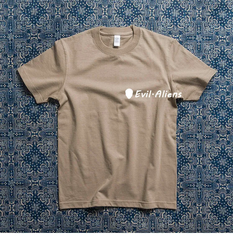 Amikaji Round Neck Men's T-shirt Seamless Pure Cotton Short Sleeved Base Tees